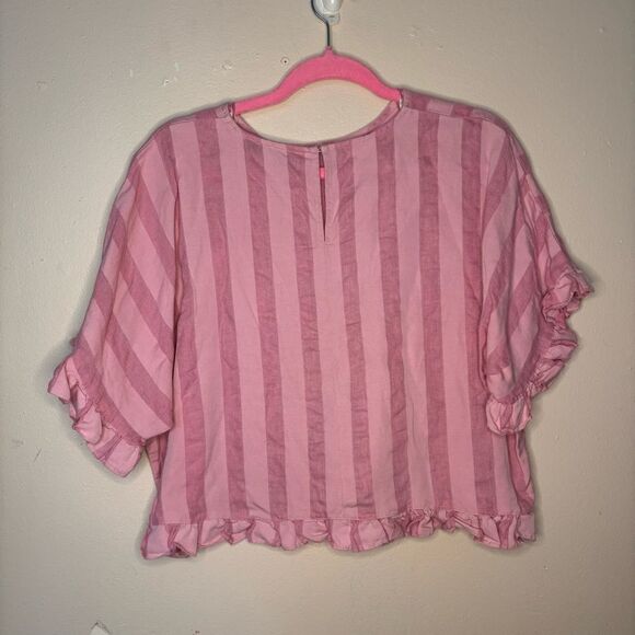 Zara Pink Striped Linen Boxy Top Size S - Picture 7 of 8